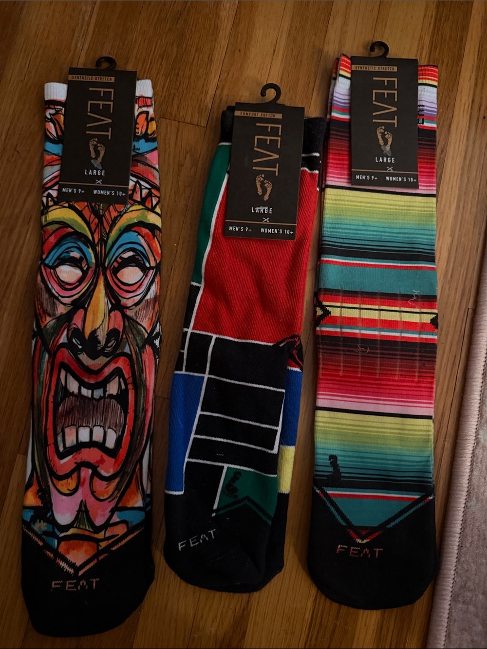 FEAT Men’s Multicolor Graphic Crew Socks - Pack of 3